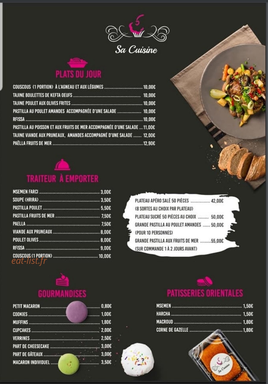 SA Cuisine — carte page 1
