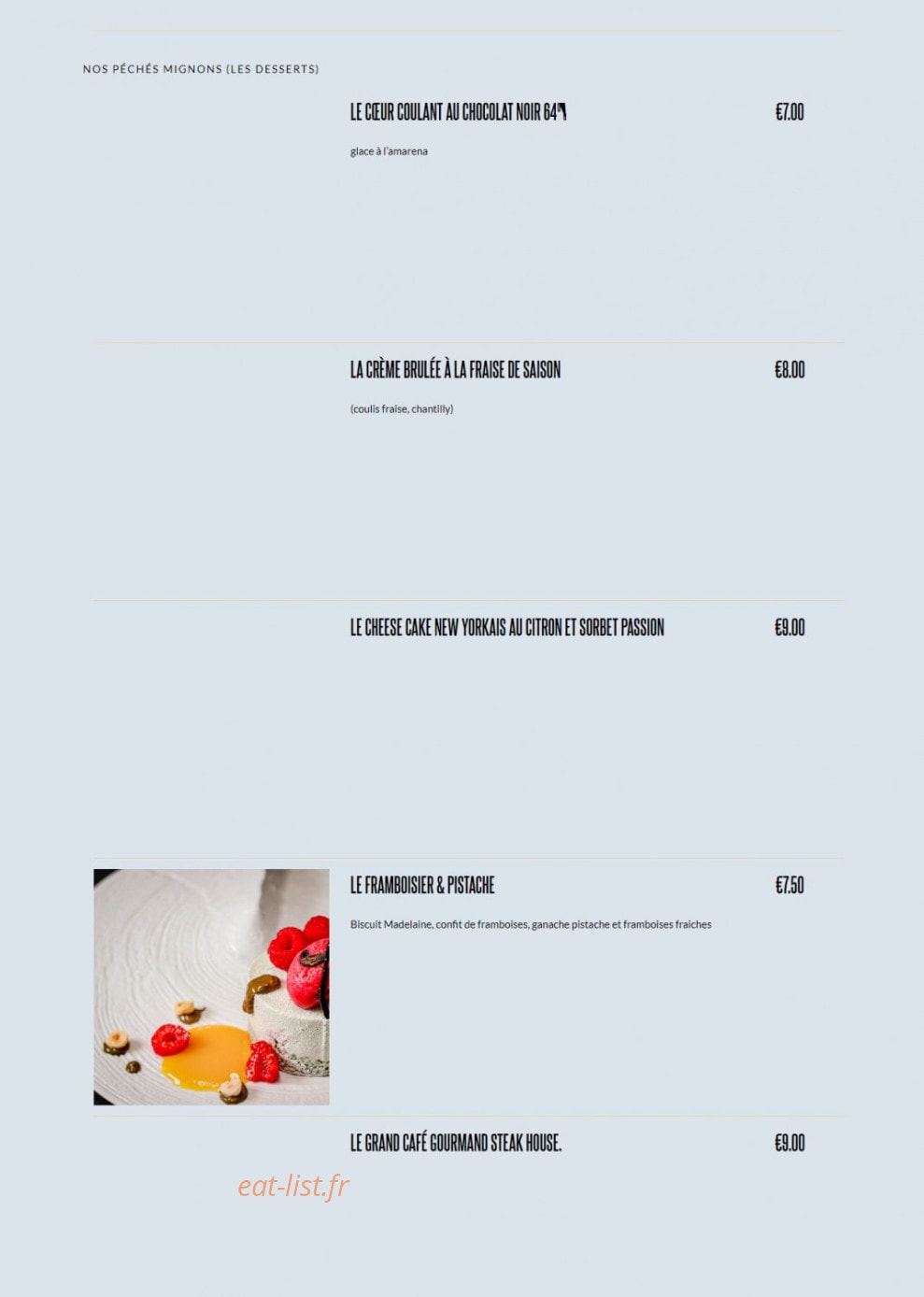 Steak House — carte page 5