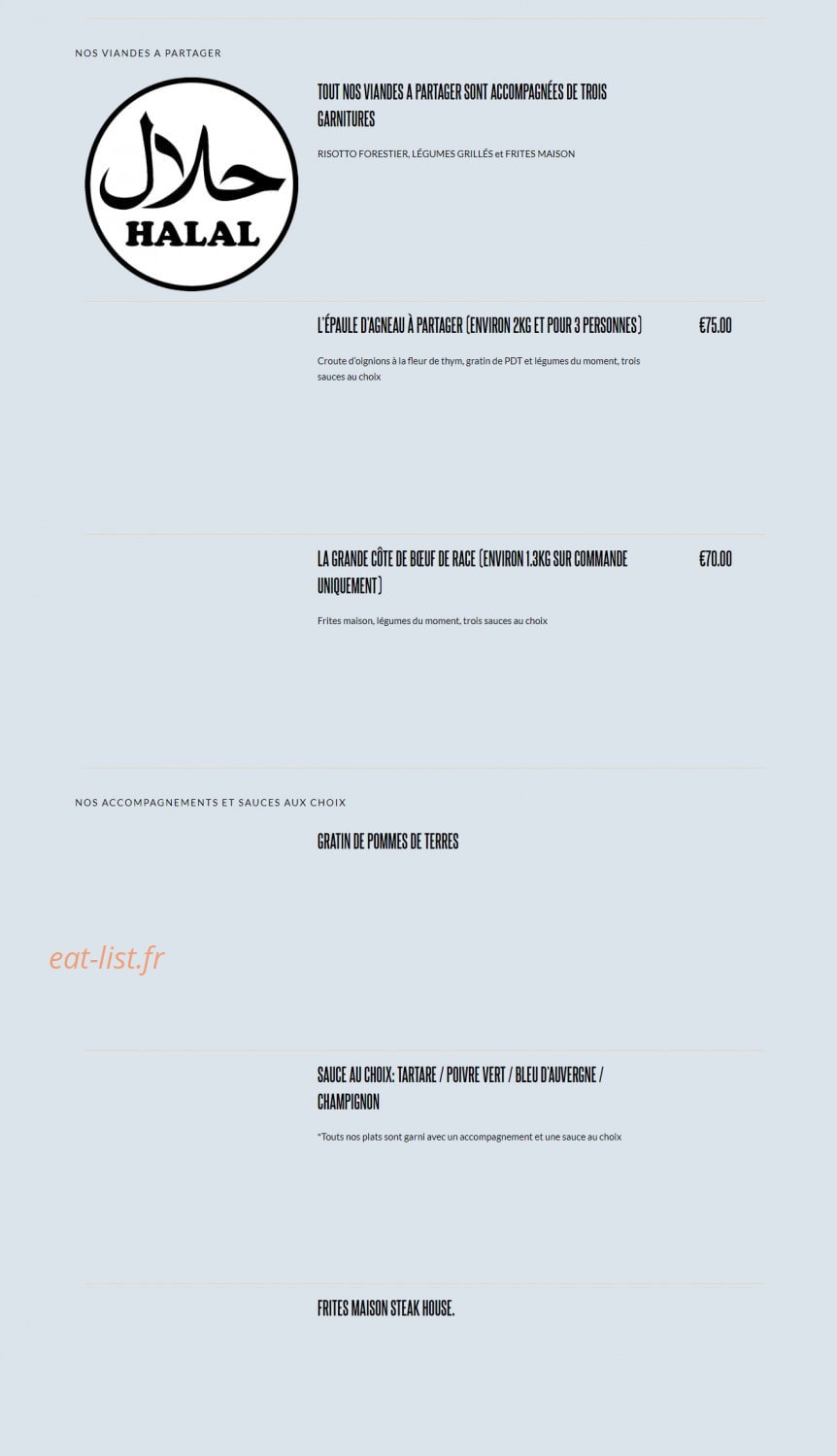 Steak House — carte page 2