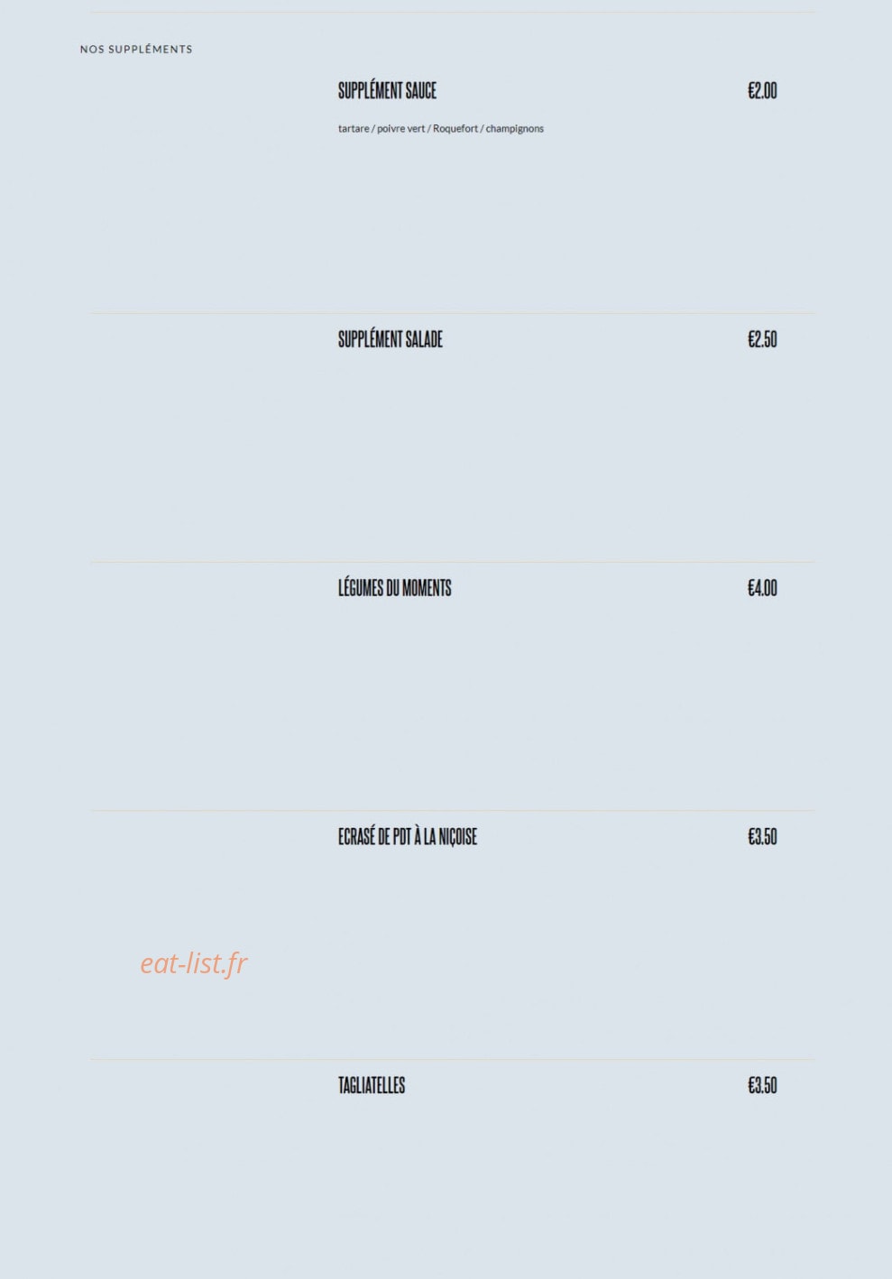 Steak House — carte page 3