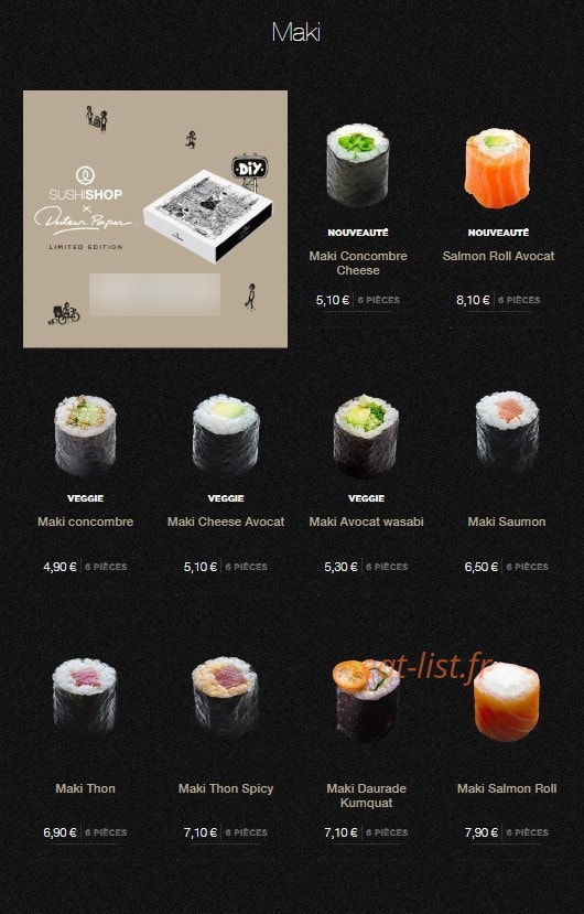 Sushi Shop — carte page 15
