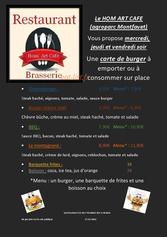 Hom art café — carte page 1