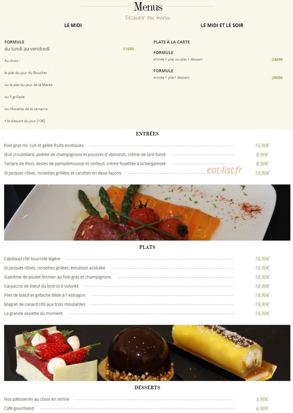 Le bistrot trèfle — carte page 1