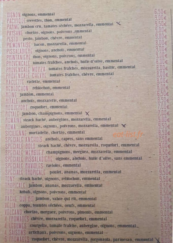 Bella pizza — carte page 2