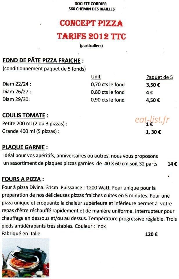 Concept Pizza — carte page 2