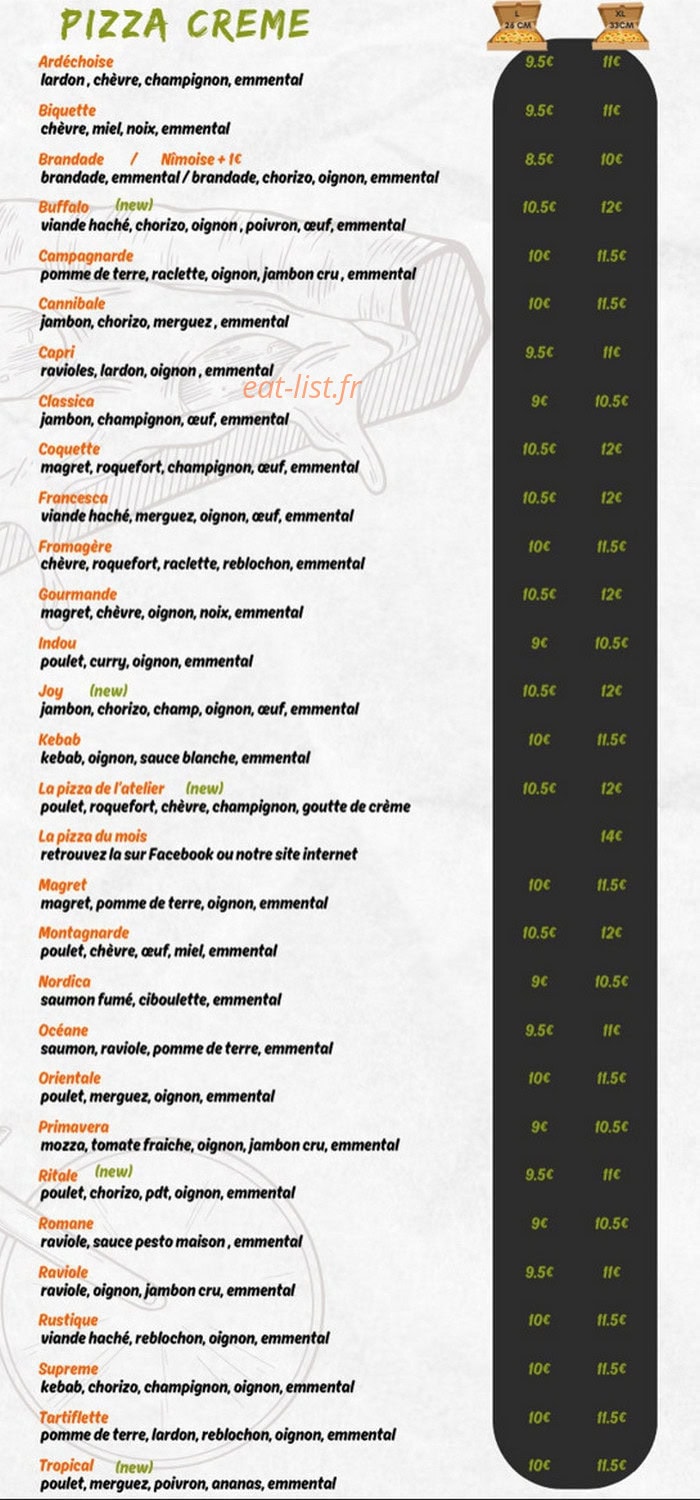 L'atelier a Pizza 84 — carte page 5