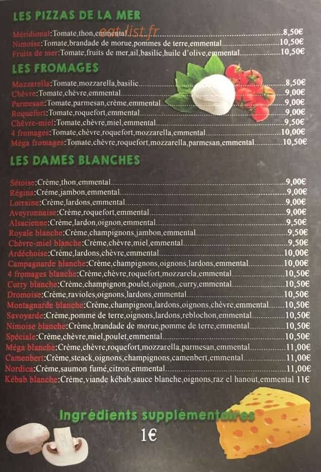 Pizzeria des Halles — carte page 2