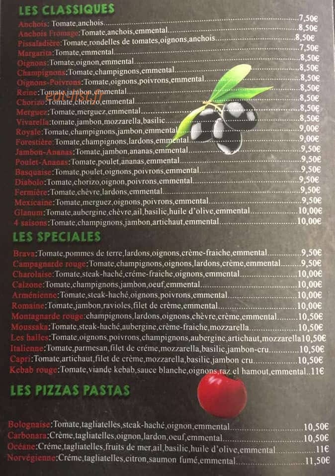 Pizzeria des Halles — carte page 1