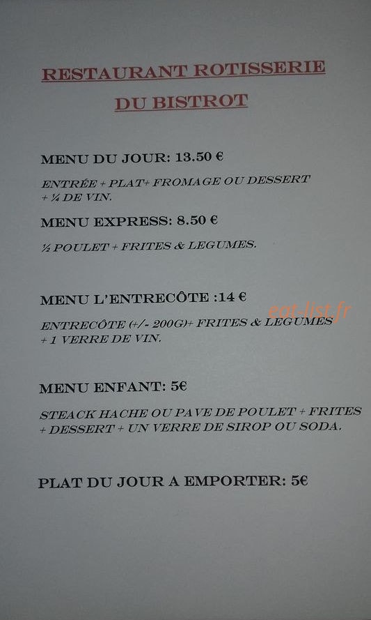 Restaurant Rôtisserie du bistrot — carte page 2