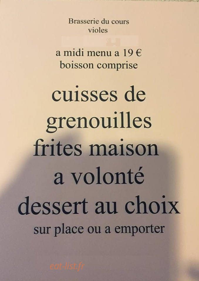 Brasserie du cours — carte page 1