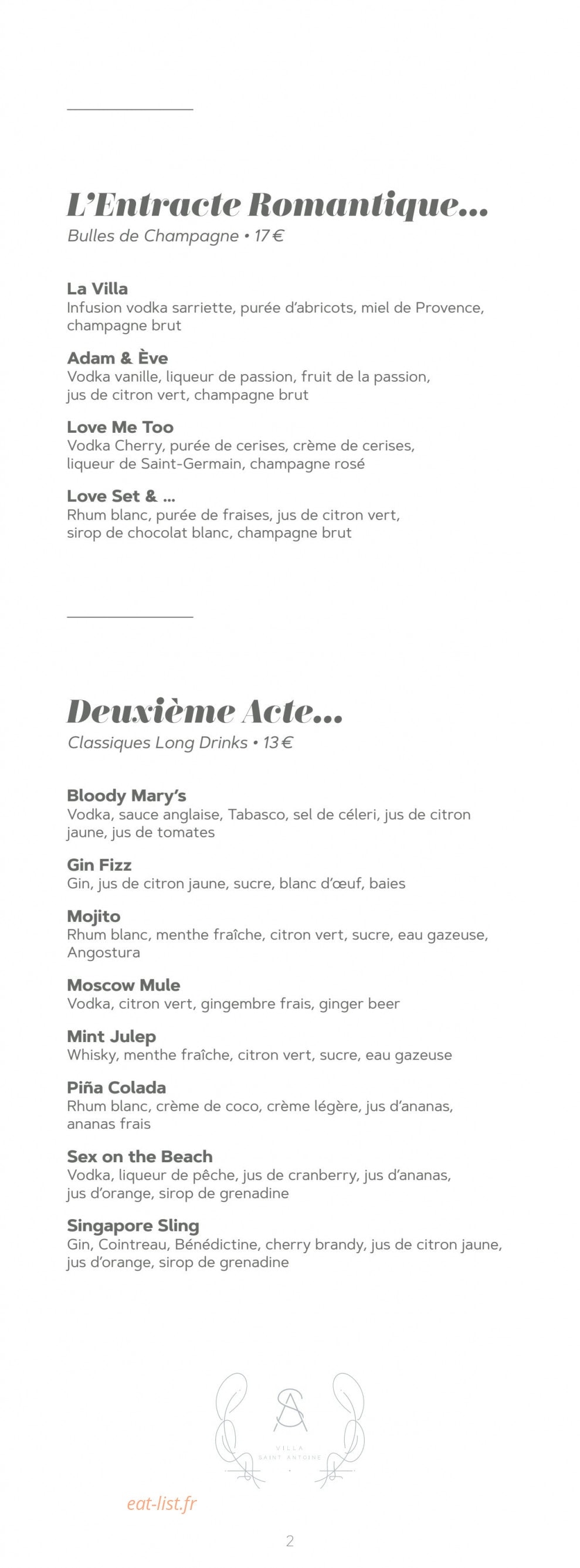 Villa Saint Antoine — carte page 7