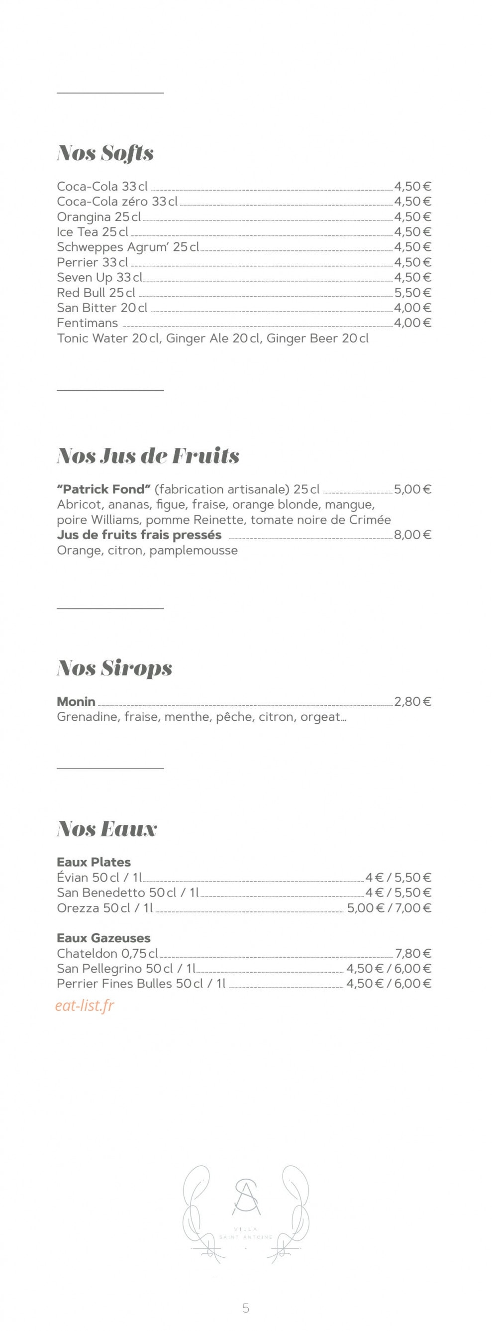 Villa Saint Antoine — carte page 10