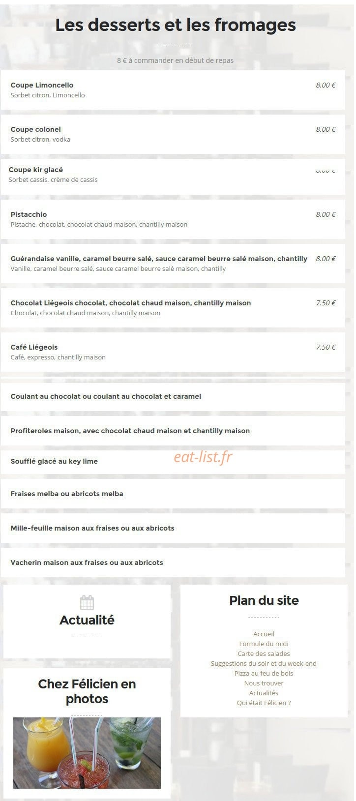 Chez Félicien — carte page 4