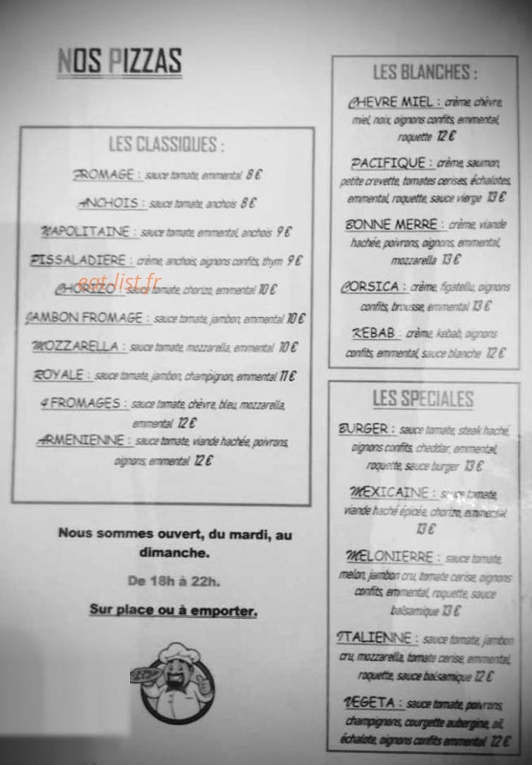Pizza bar des boules — carte page 1