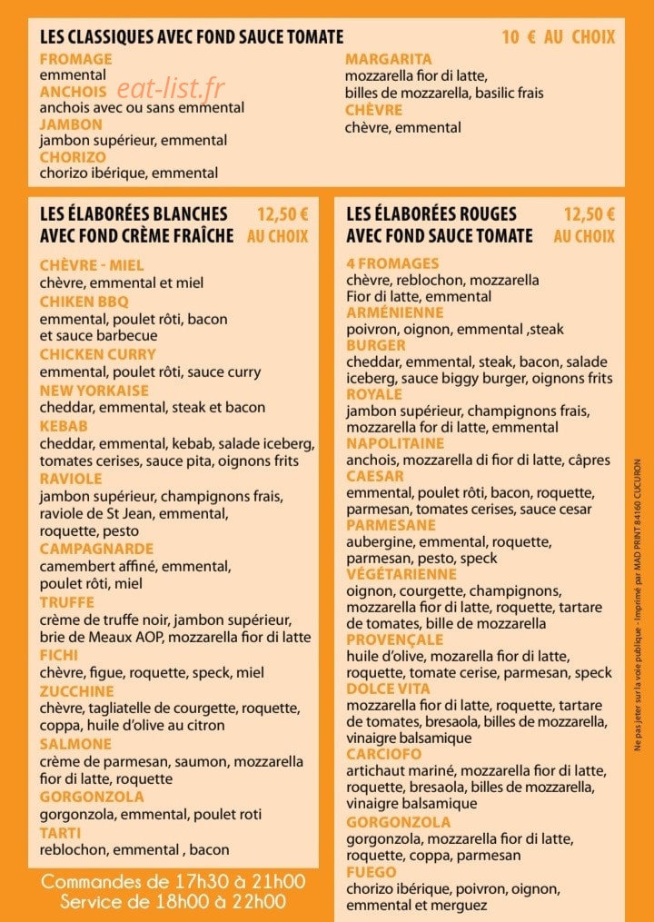 Mama Pizza — carte page 2