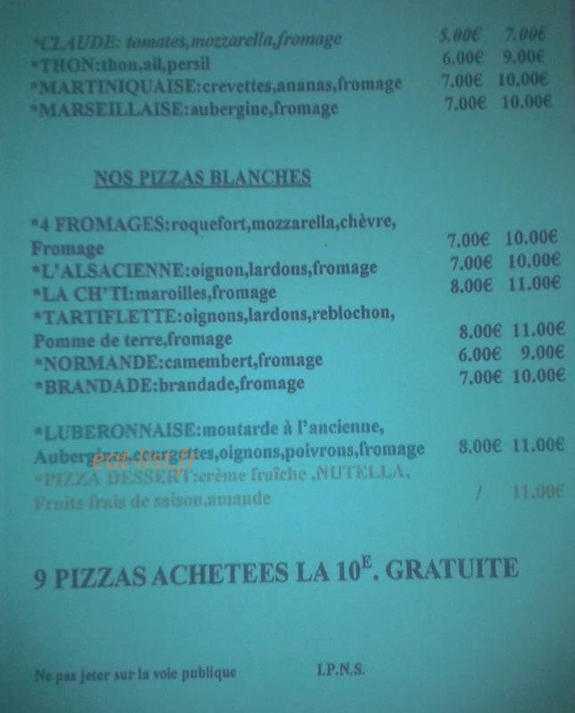 Pizzas du Luberon — carte page 2