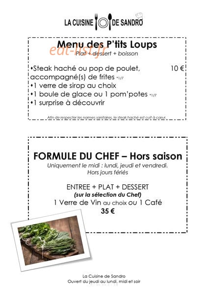 La Cuisine de Sandro — carte page 4