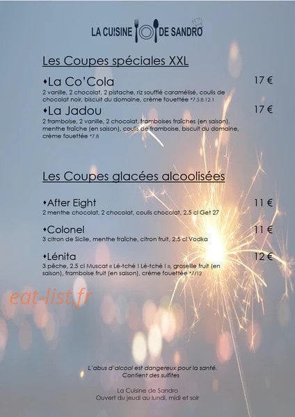La Cuisine de Sandro — carte page 7