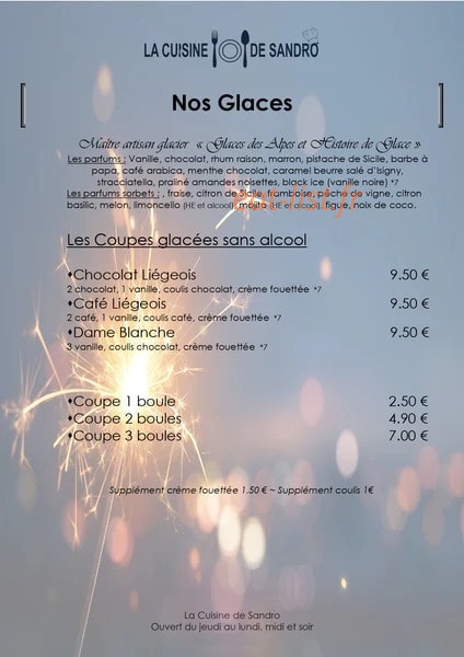 La Cuisine de Sandro — carte page 6