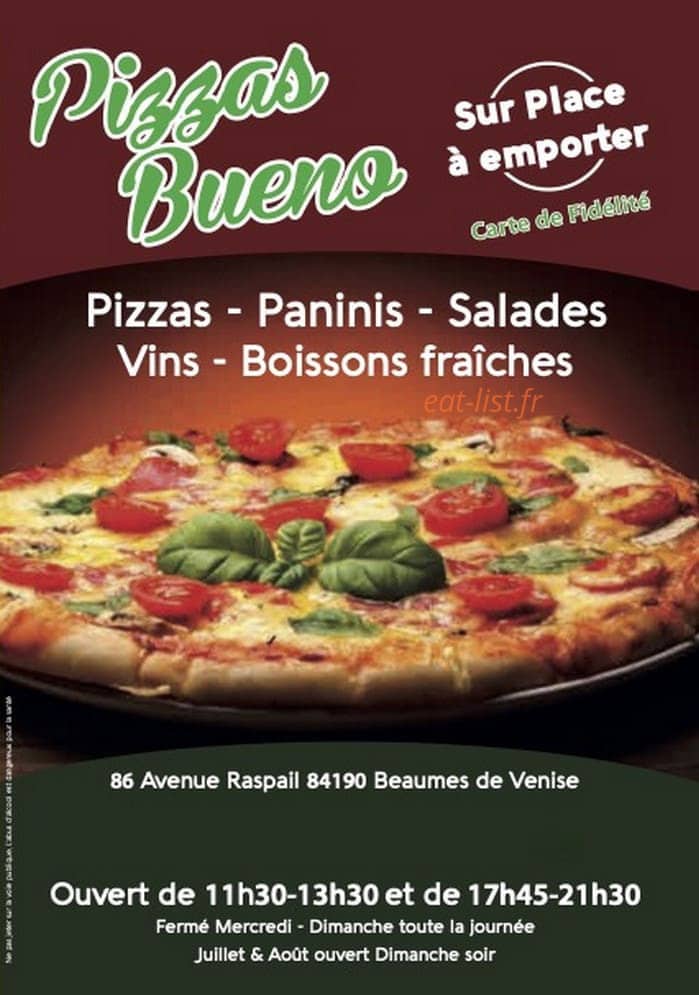 Pizza Bueno — carte page 1