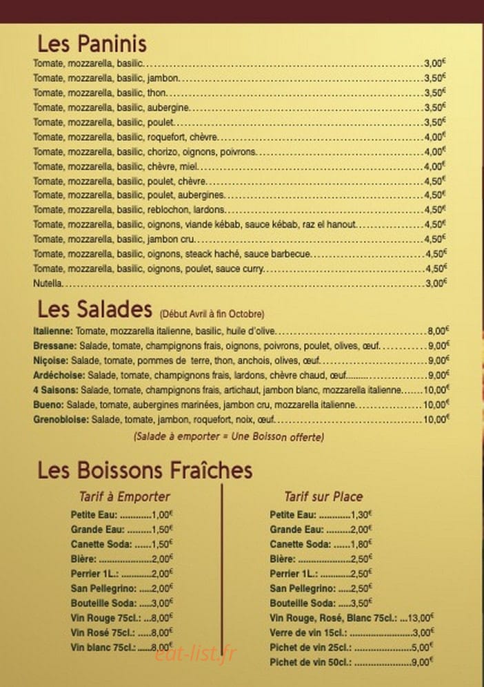Pizza Bueno — carte page 4