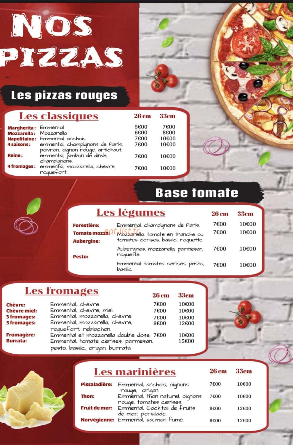 Bella Pizza — carte page 1