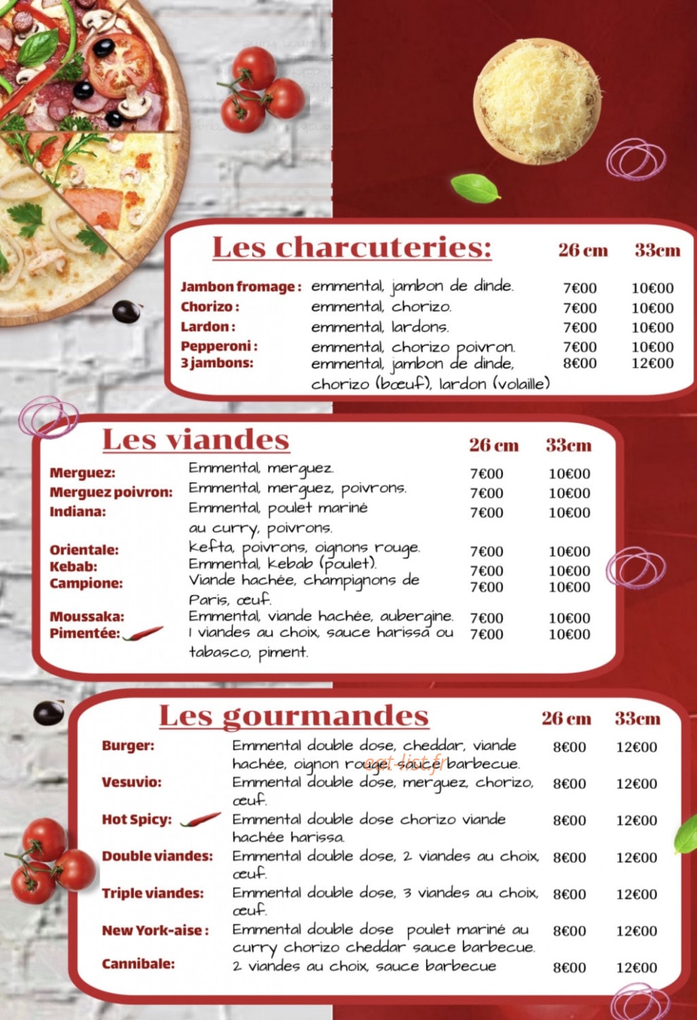 Bella Pizza — carte page 2
