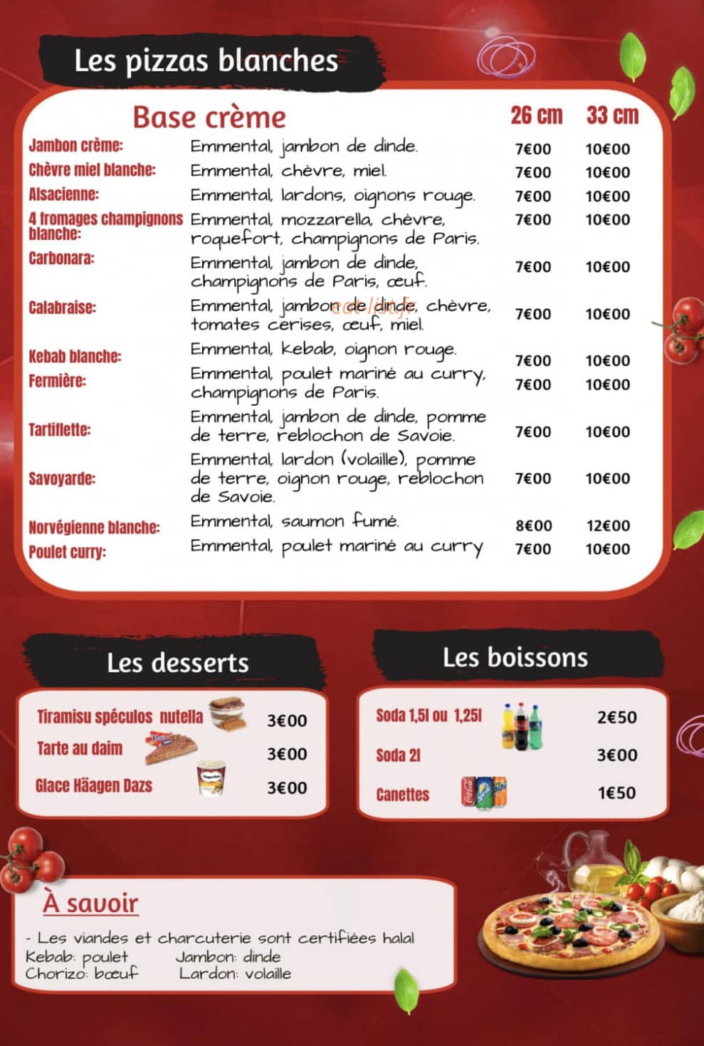 Bella Pizza — carte page 3