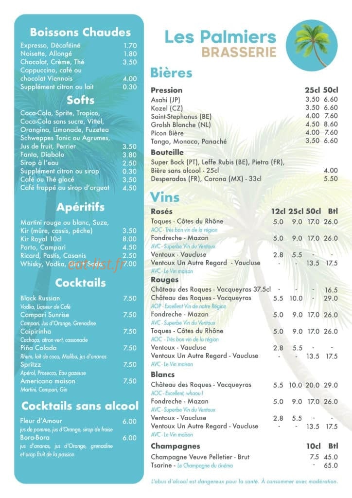 Brasserie Les Palmiers — carte page 2