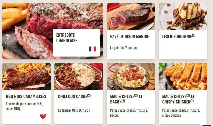 Buffalo Grill — carte page 1