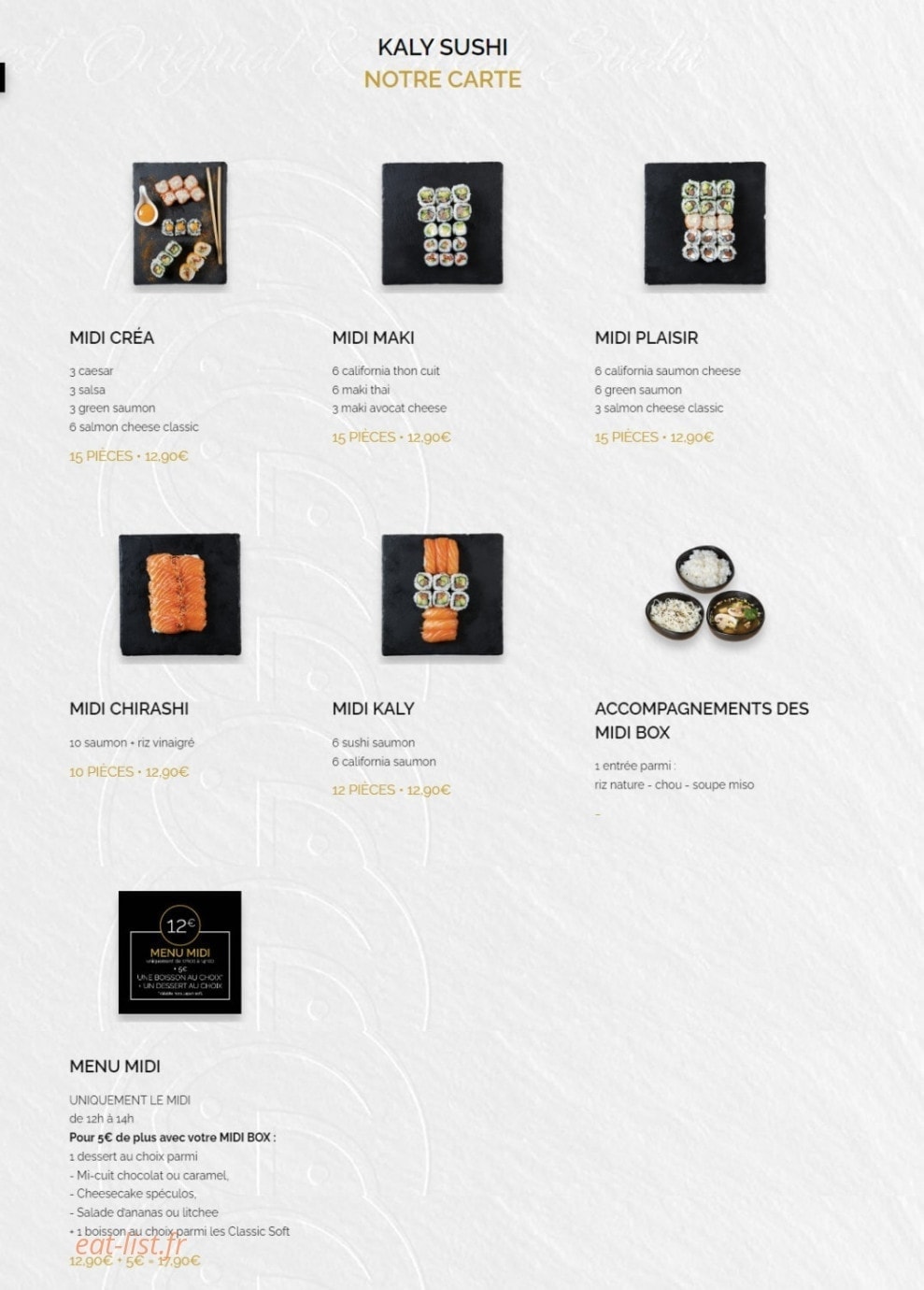 Kaly Sushi — carte page 1