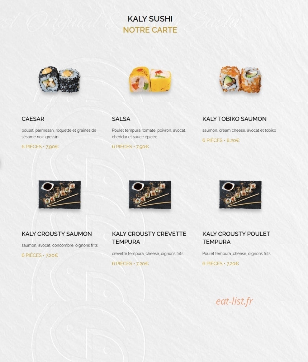 Kaly Sushi — carte page 14