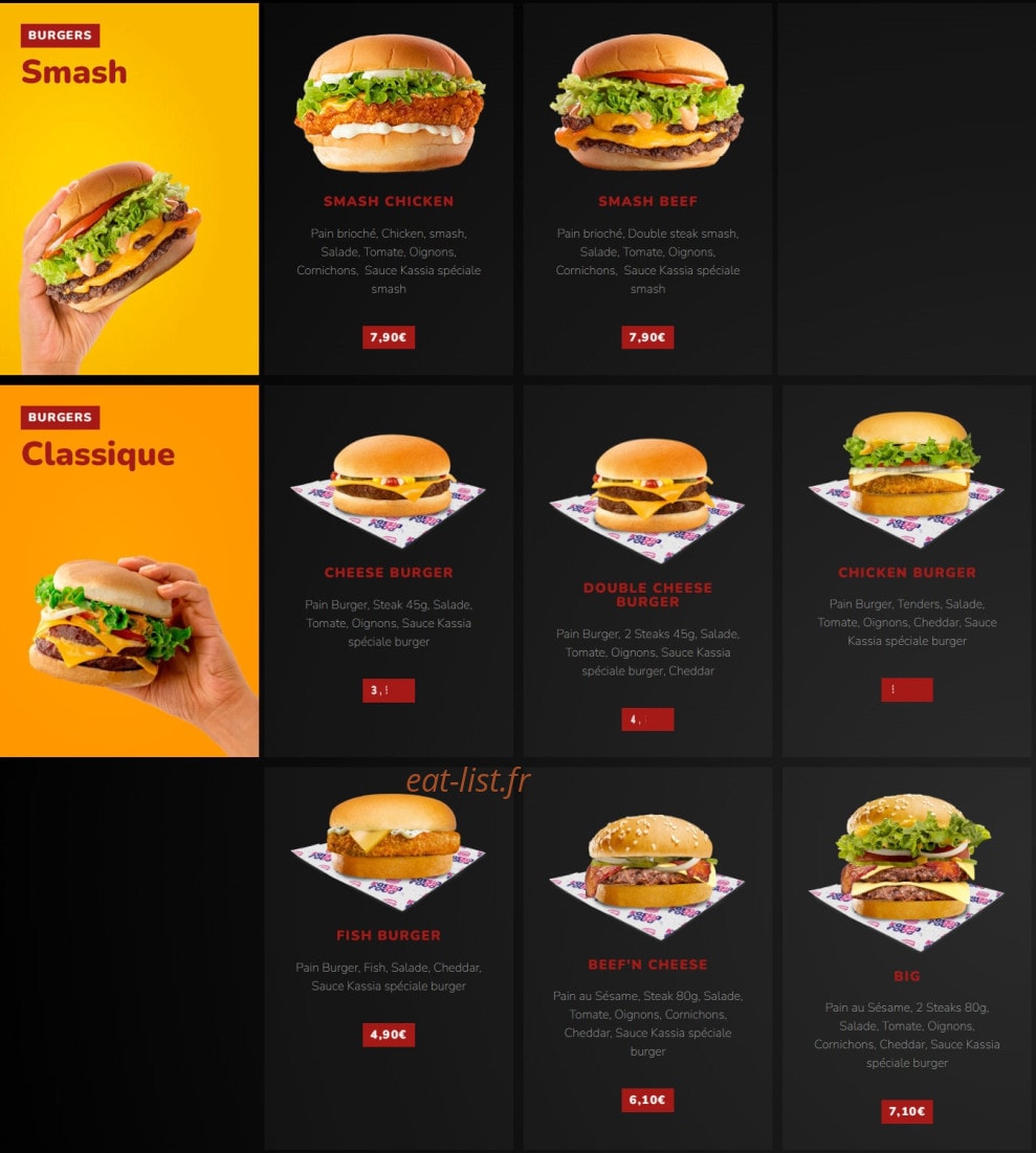 Kassia Food — carte page 1