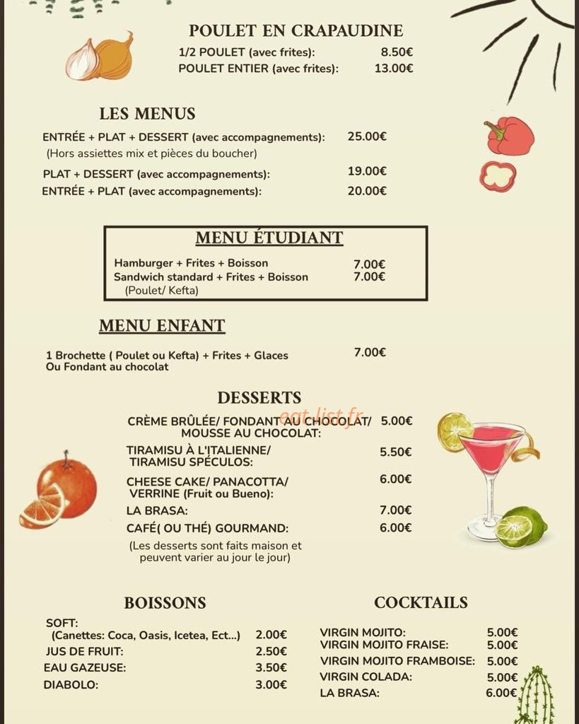 La Brasa — carte page 1
