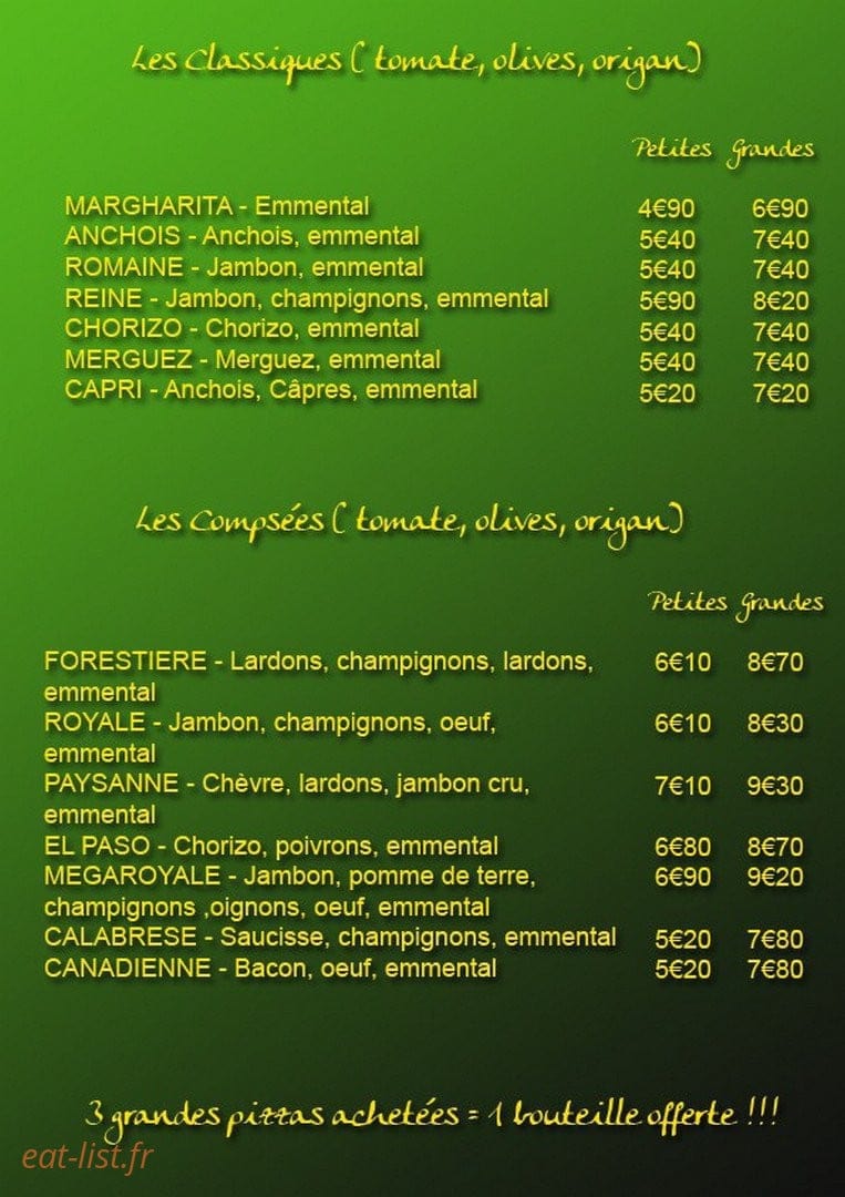 Pizza Napoli — carte page 1