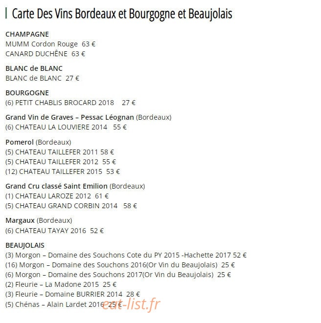 Carte et menu de Restaurant Domaine de la Grange Neuve à La Roque sur Pernes — Les vins suite