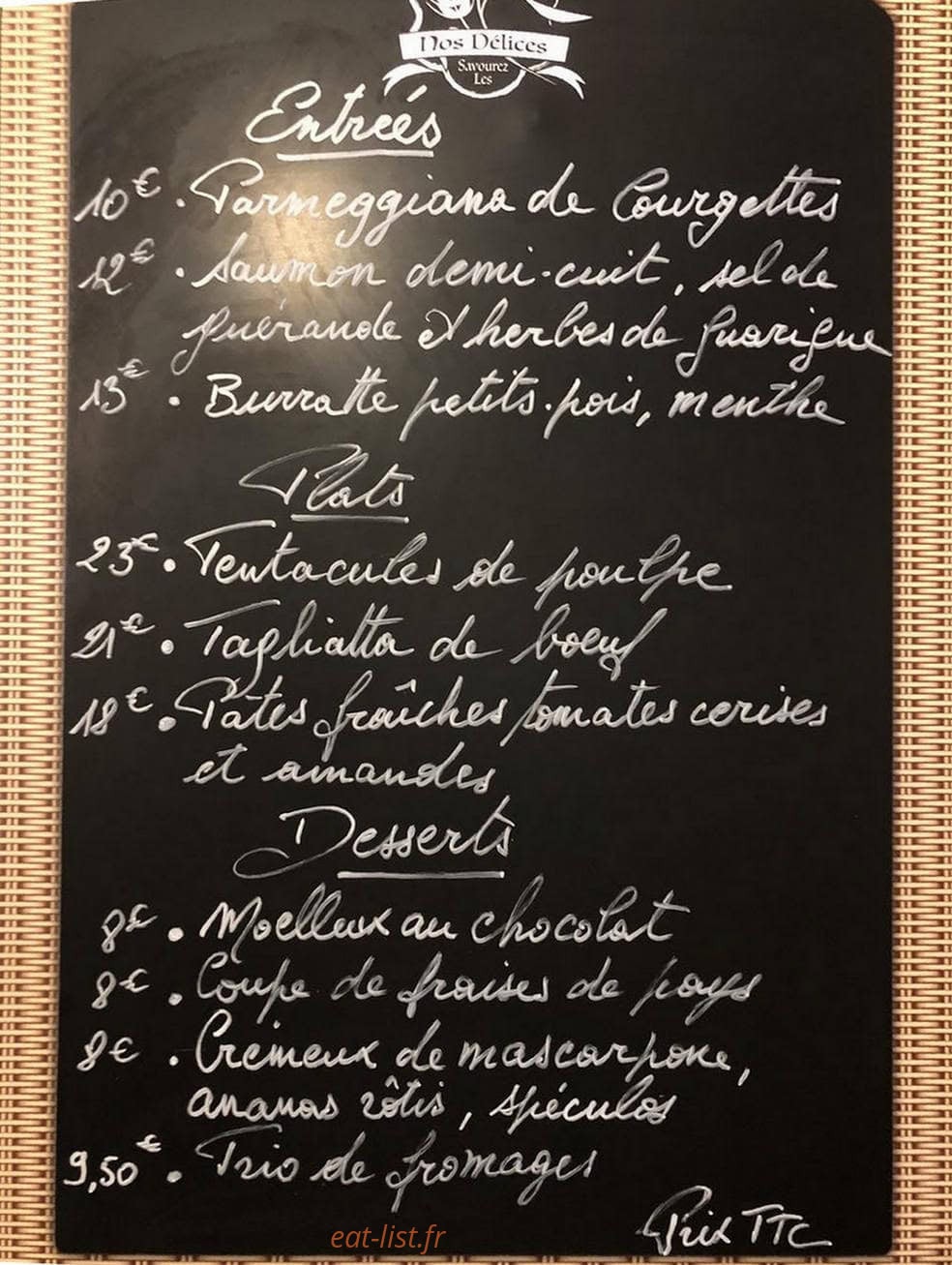 Le Bistrot du Beaucet — carte page 1