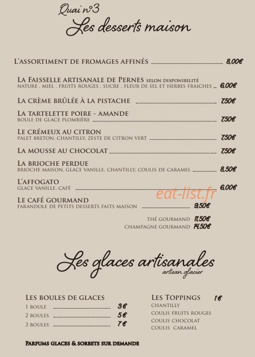 Bistrot de la Gare — carte page 13
