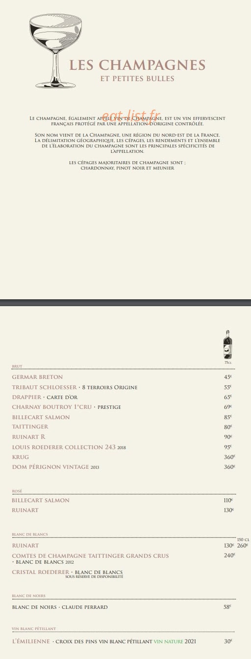 Bistrot de la Gare — carte page 2