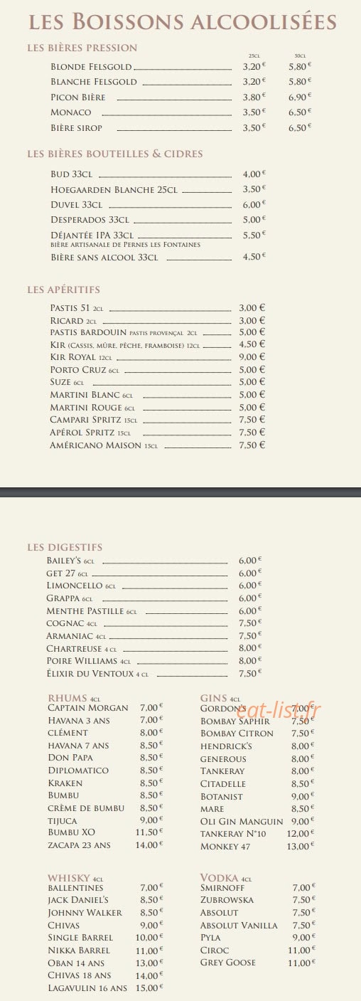 Bistrot de la Gare — carte page 12