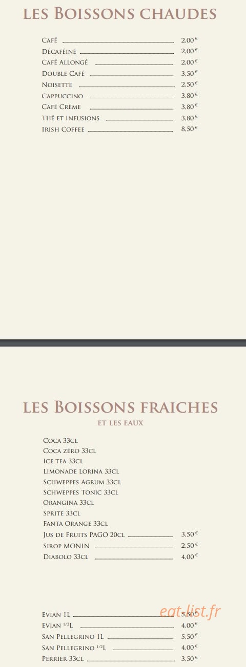 Bistrot de la Gare — carte page 11