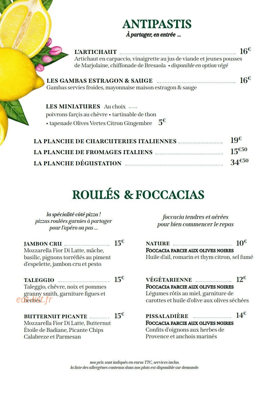 Chez Hugo et Louise — carte page 1