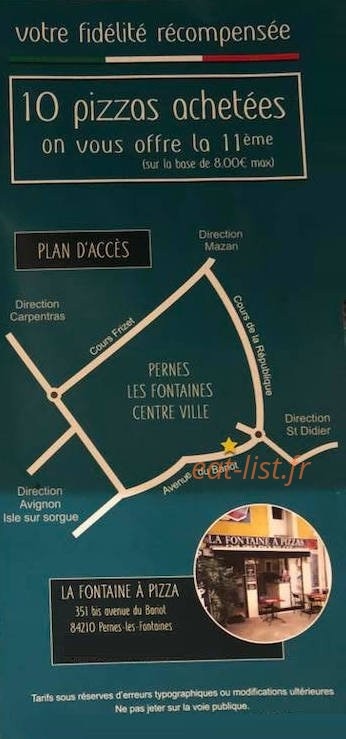 La fontaine à pizzas — carte page 6
