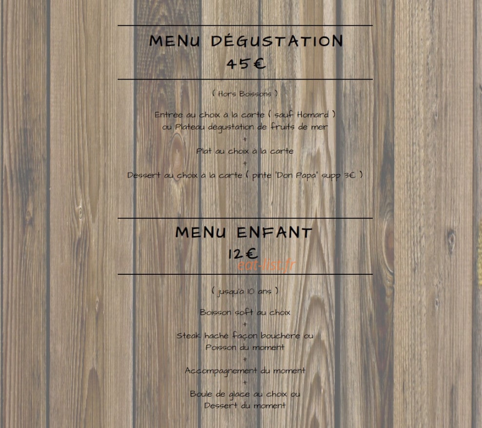 Carte et menu de Les Salines à Pernes les Fontaines — Les menus