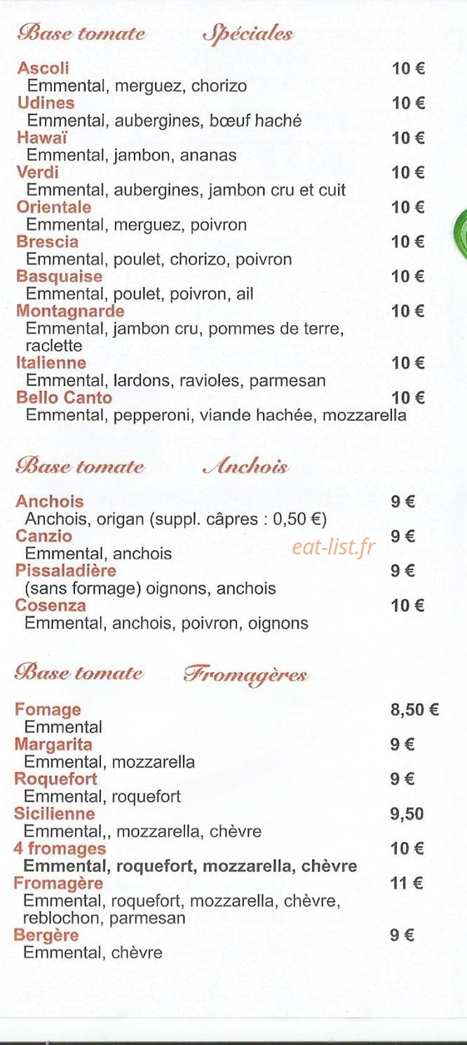 Bello canto — carte page 2