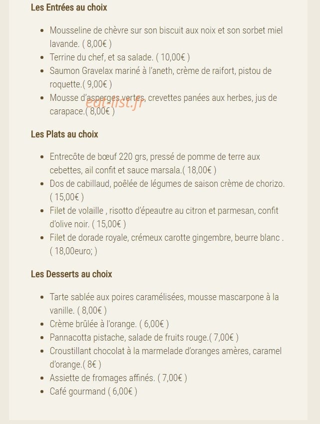 La Table des Garrigues — carte page 1