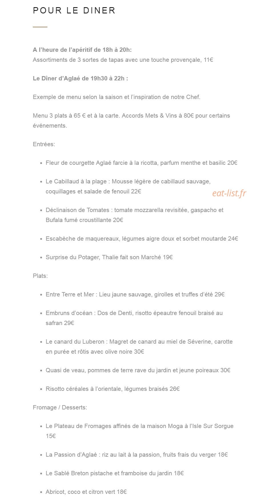 La cuisine d'Aglaé — carte page 2