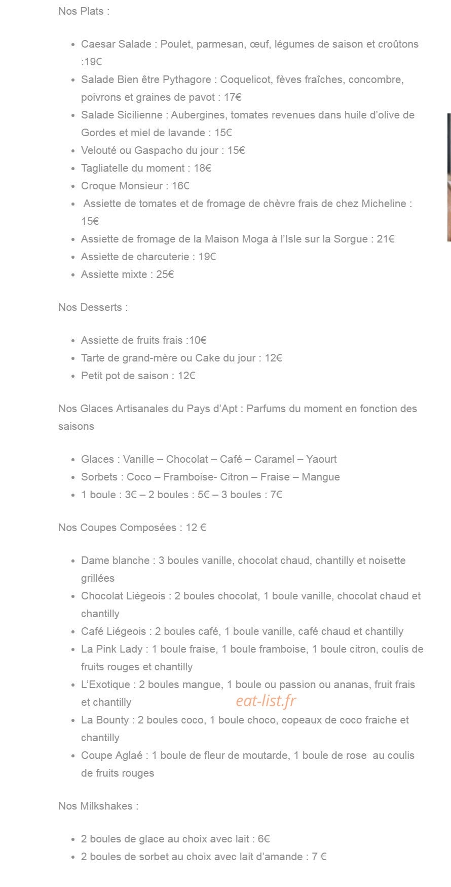 La cuisine d'Aglaé — carte page 1