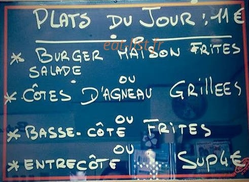 Bar Restaurant De Lumieres — carte page 1