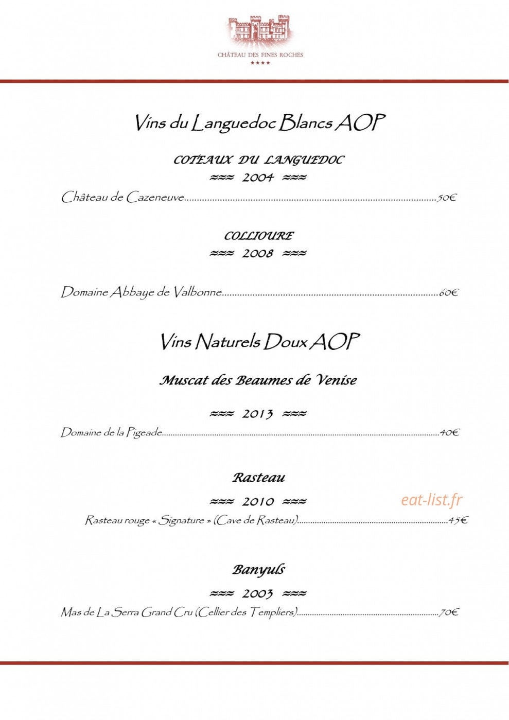 Chateau Fines Roches — carte page 7
